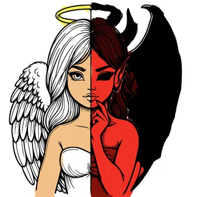 realistic angel half demon