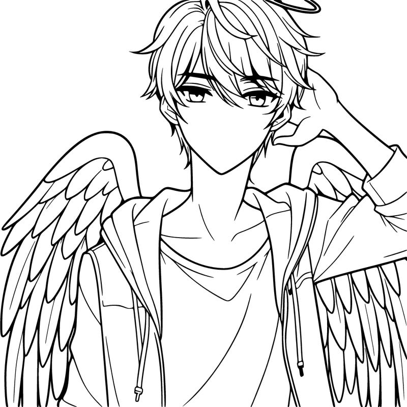 a handsome anime angel boy