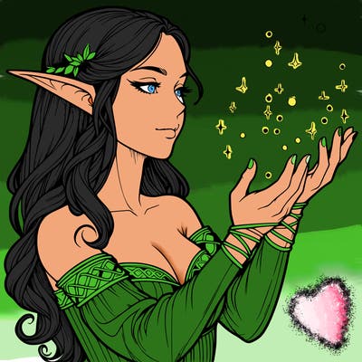 realistic elf girl doing magic