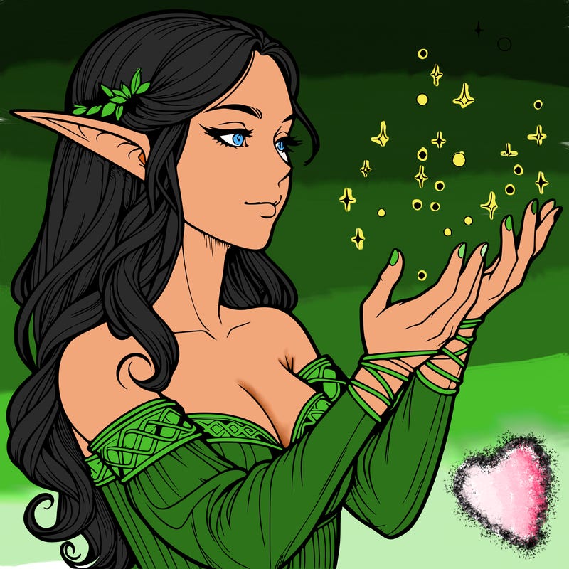 realistic elf girl doing magic
