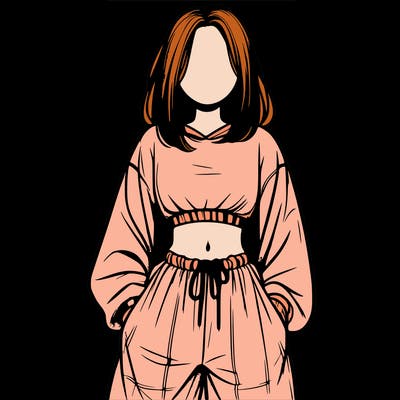 realistic girl faceless with baggy pants and a crop top