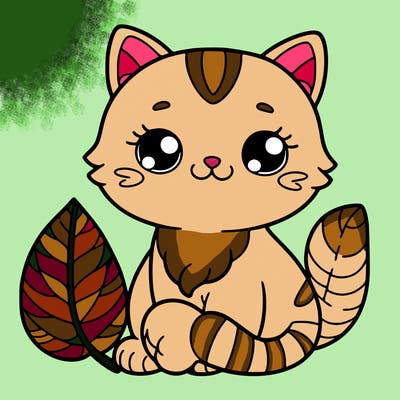 cat with leaf
