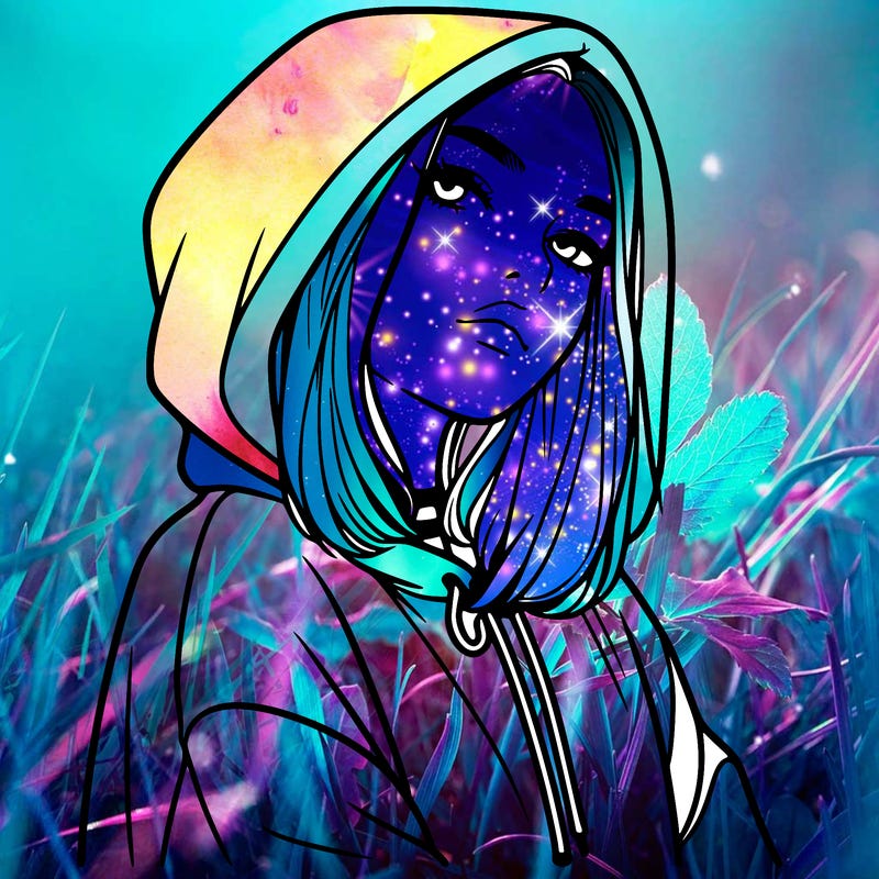 a realistic girl in a hoodie