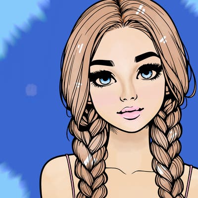 realistic girl with braids
