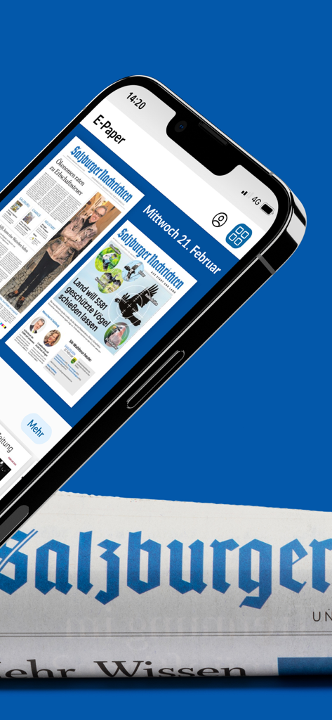 Salzburger Nachrichten - iPhone displaying the Salzburger Nachrichten e-paper digital news app