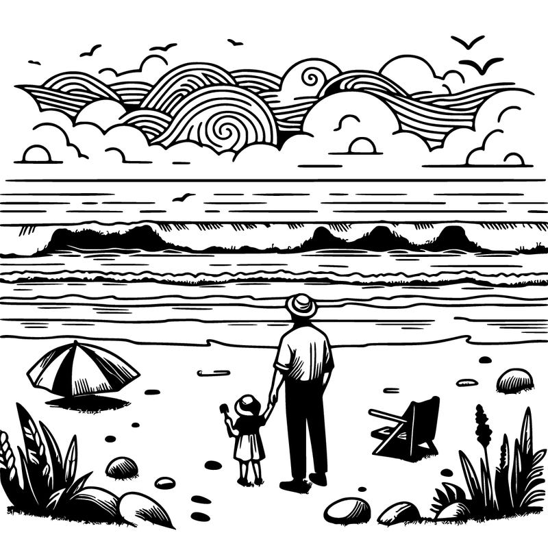 dad and daughter on beach