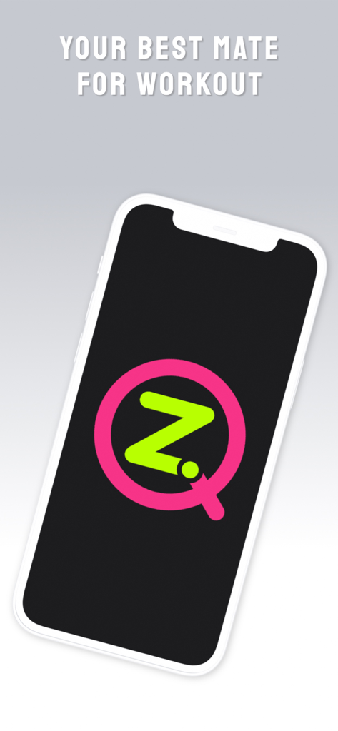 QZ fitness app splash screen showing logo and slogan