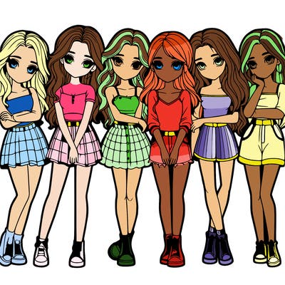 a group of girls realistic