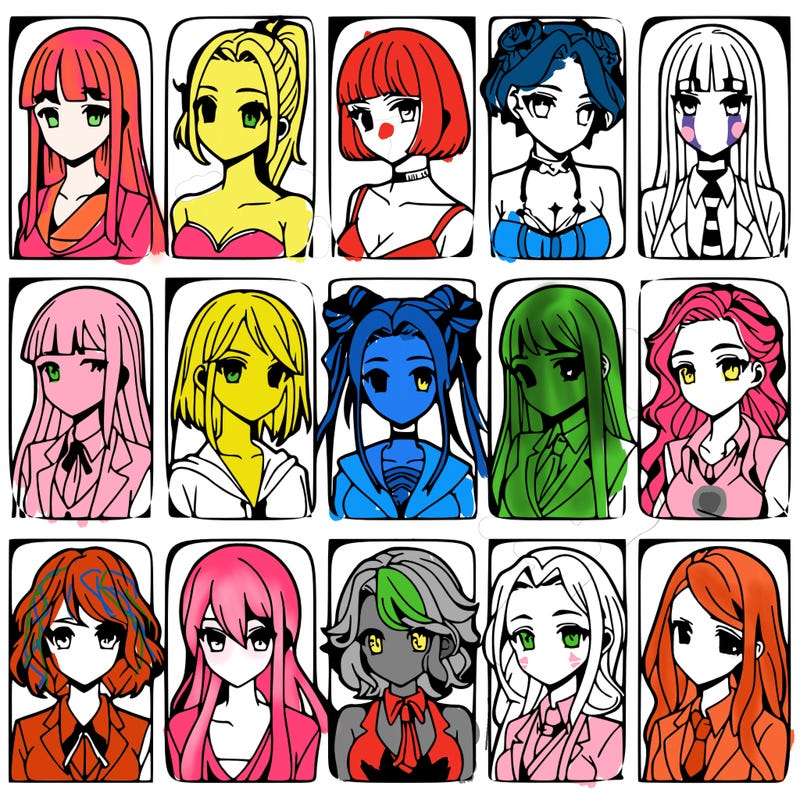 girls that look diffrent anime