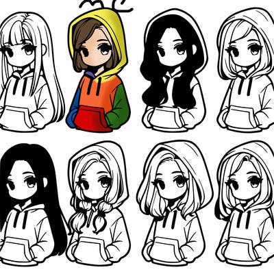 6 girls wearing hoodies