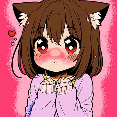 shy anime catgirl