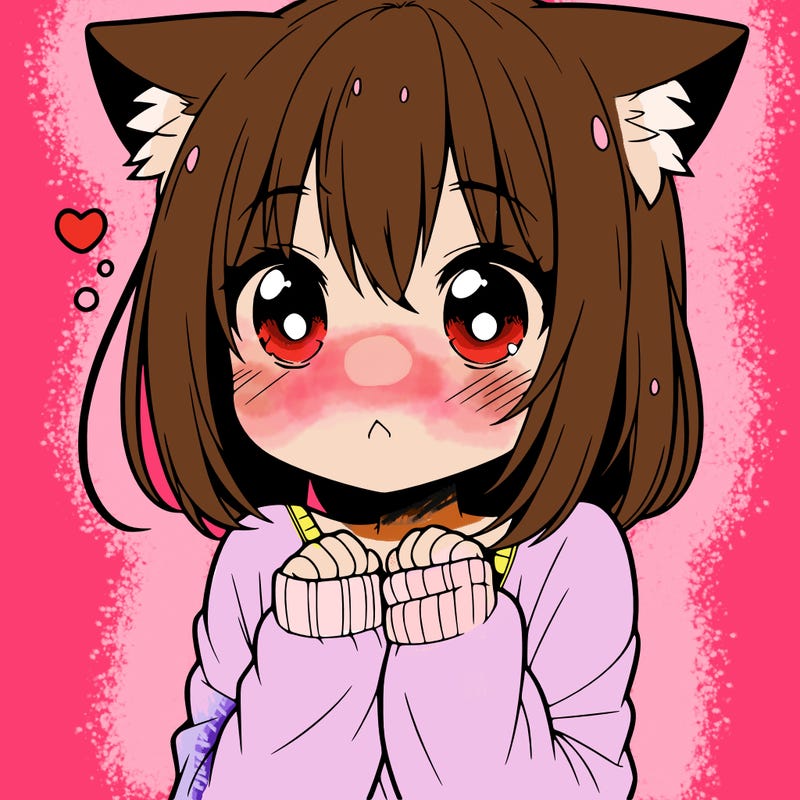 shy anime catgirl