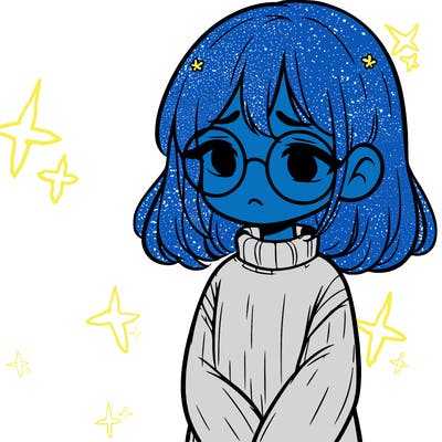 sad girl with glasses in a sweater
