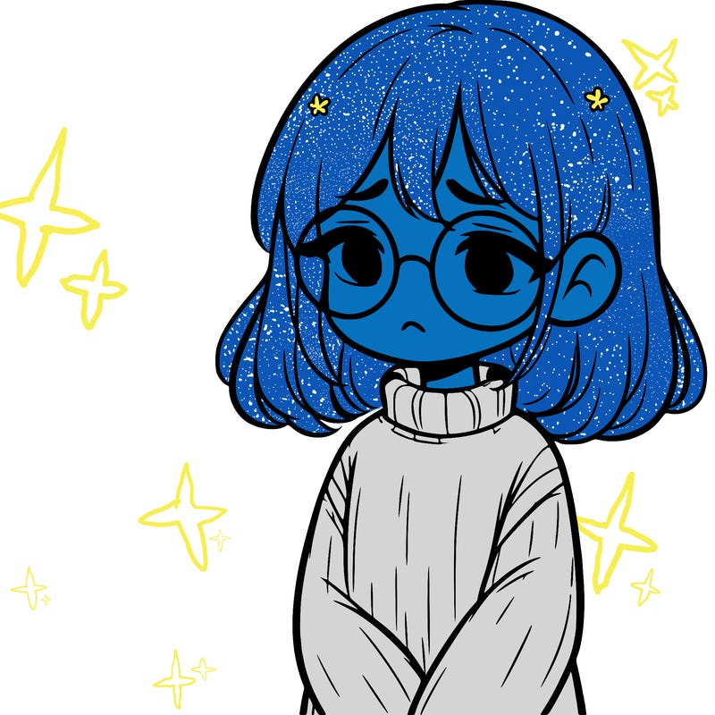 sad girl with glasses in a sweater