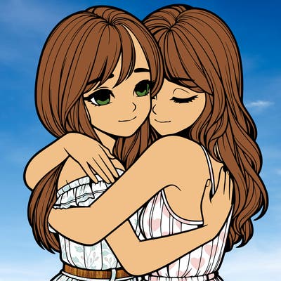 realistic girls hugging