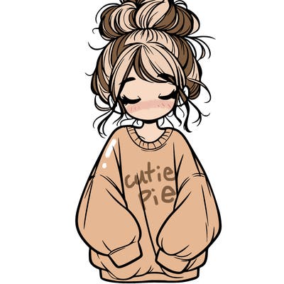 girl with baggy sweatshirt and messy bun