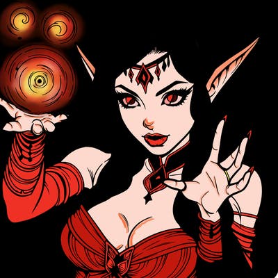 realistic scary beautiful elf sorceress casting spell