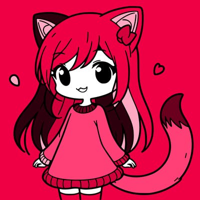 girl with cat ears and tail