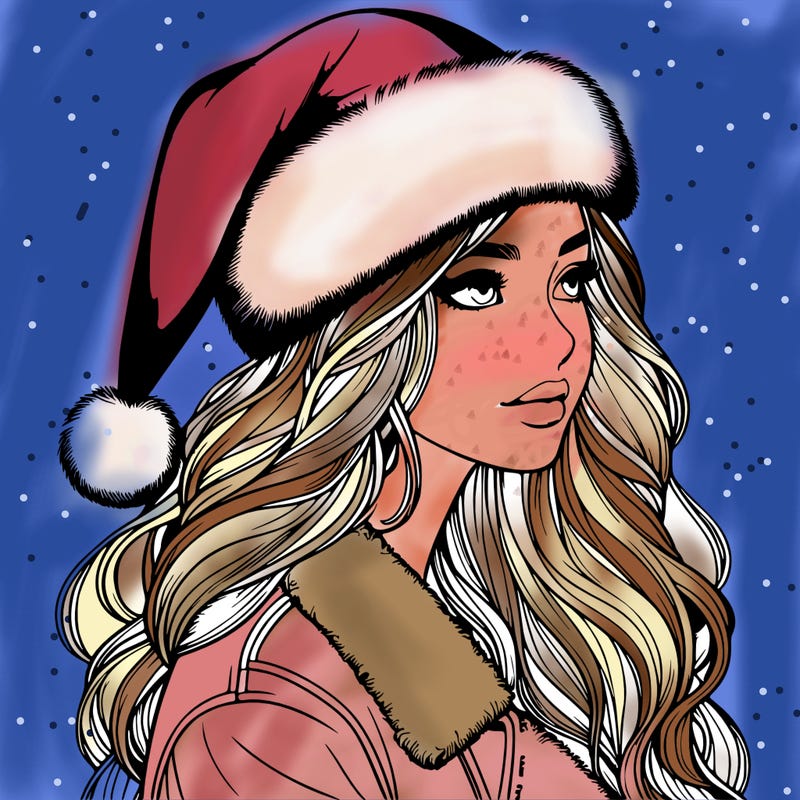 realistic girl in santa hat