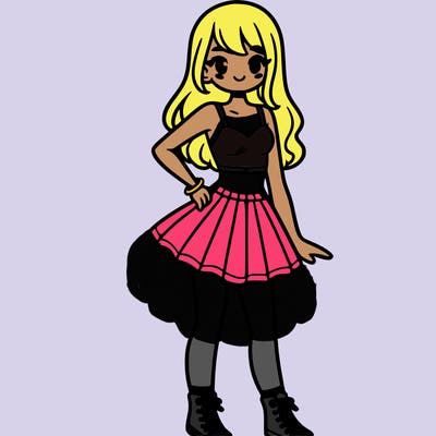 girl with a skirt and a crop top