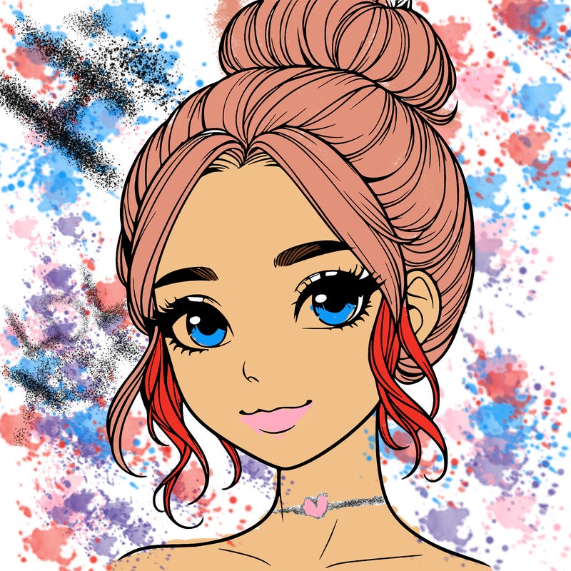 realistic pretty girl with hair in bun