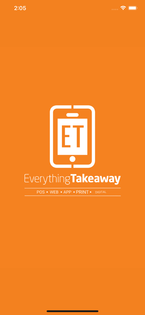 zaks - Splash screen of the Zaks mobile app featuring the Everything Takeaway logo on an orange background
