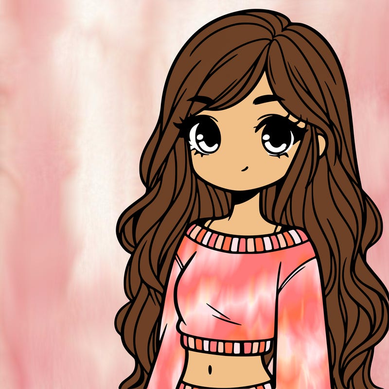 girl with long hair and a crop top with a sweater