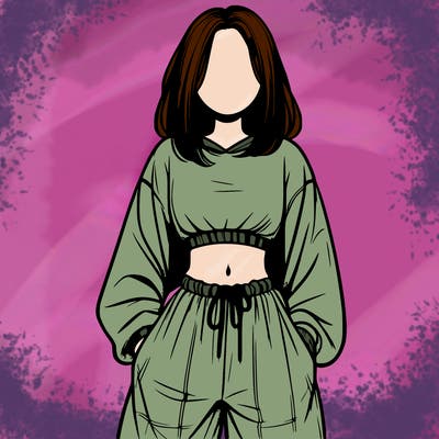 realistic girl faceless with baggy pants and a crop top