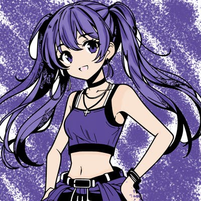 anime girl wearing crop top