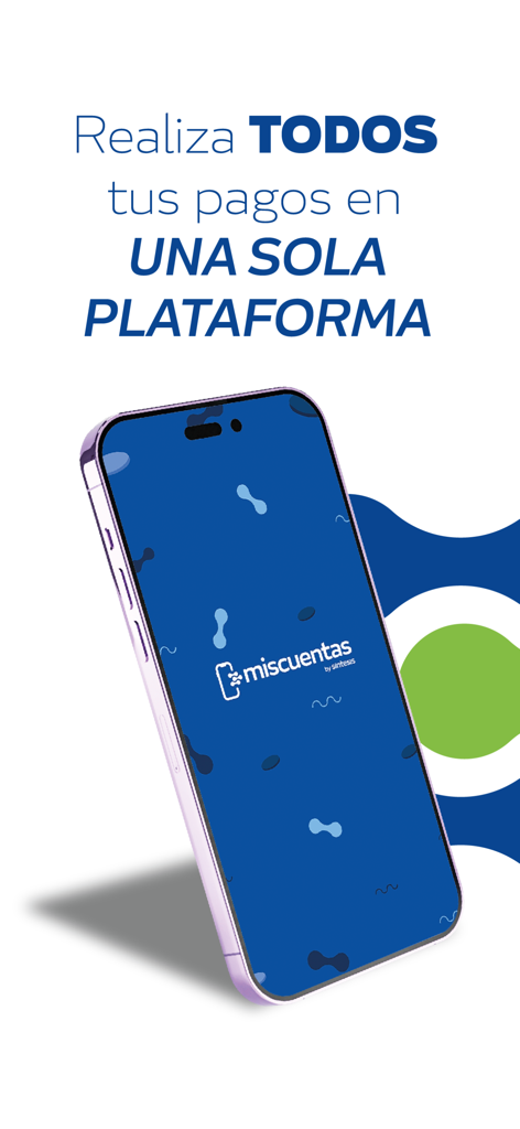 Mis Cuentas Bolivia - App mobile Mis Cuentas Bolivia che mostra il suo slogan di piattaforma di pagamento all-in-one