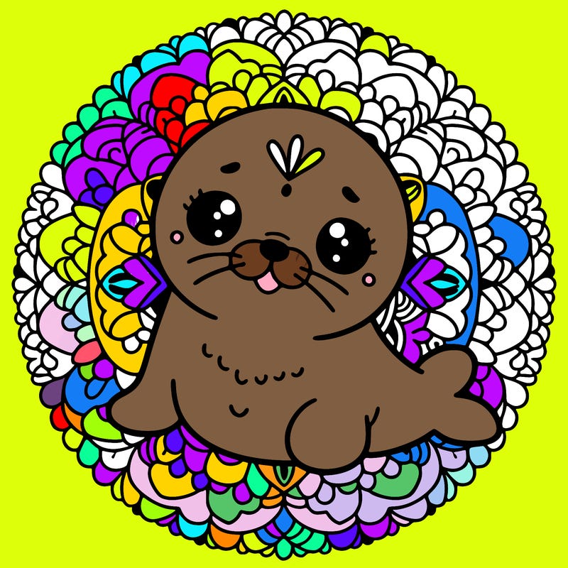 a cute baby seal mandala