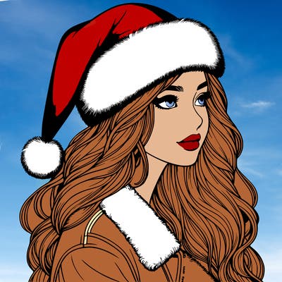 realistic girl in santa hat