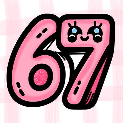 the numbers 67