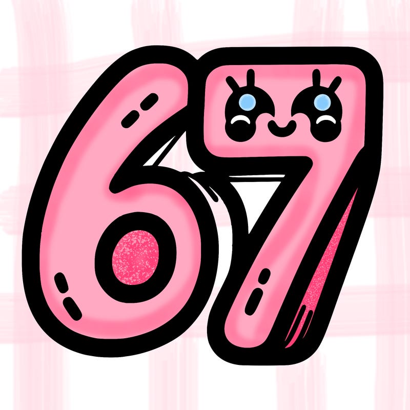the numbers 67