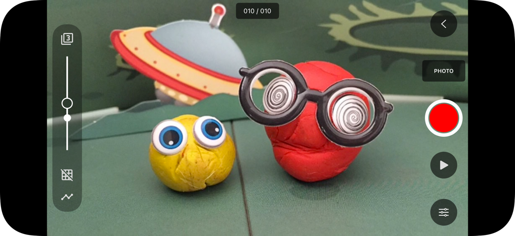 Stop Motion Studio Pro - Interface do Stop Motion Studio Pro mostrando personagens de argila e ferramentas de captura de animação