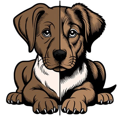 realistic dog split picture