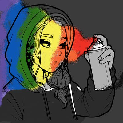a realistic girl, spray painting