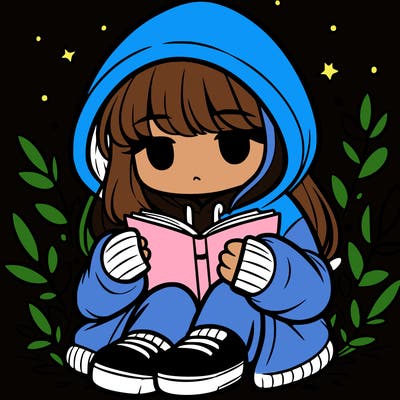 girl in oversized hoodie reading a book