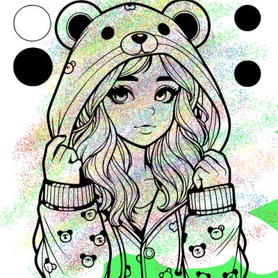 realistic girl in a animal pjs hoodie