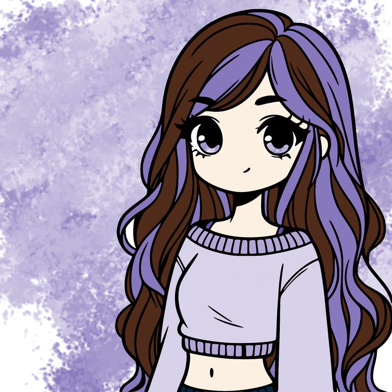 girl with long hair and a crop top with a sweater