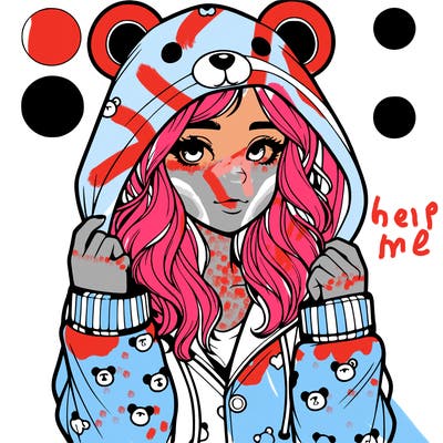 realistic girl in a animal pjs hoodie