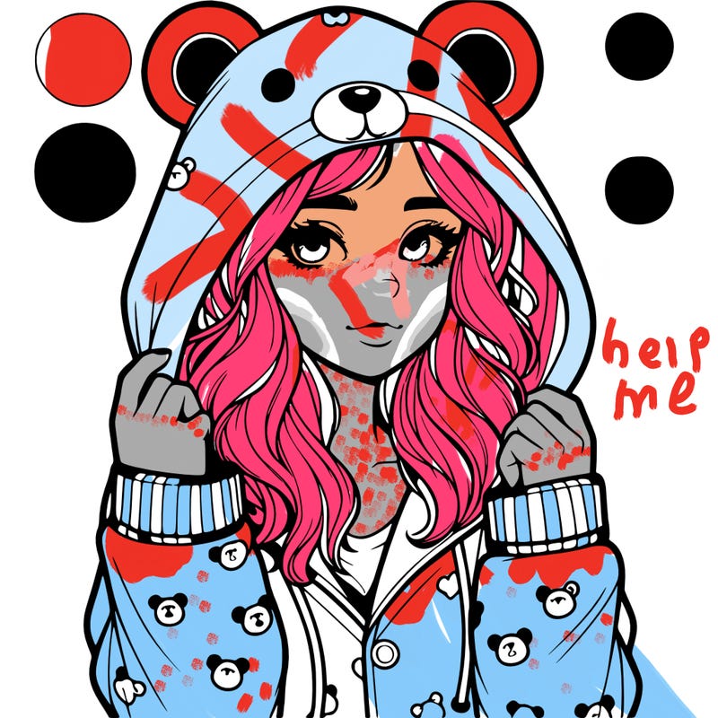 realistic girl in a animal pjs hoodie