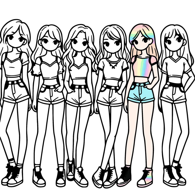a group of girls wearing crop tops and shorts