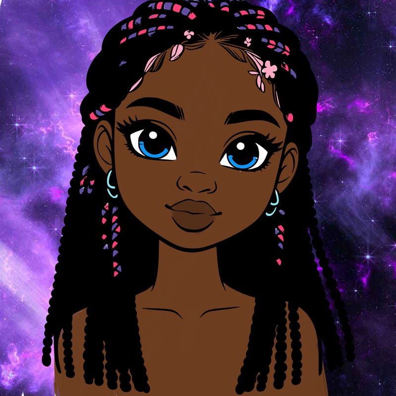 a realistic black girl with braids