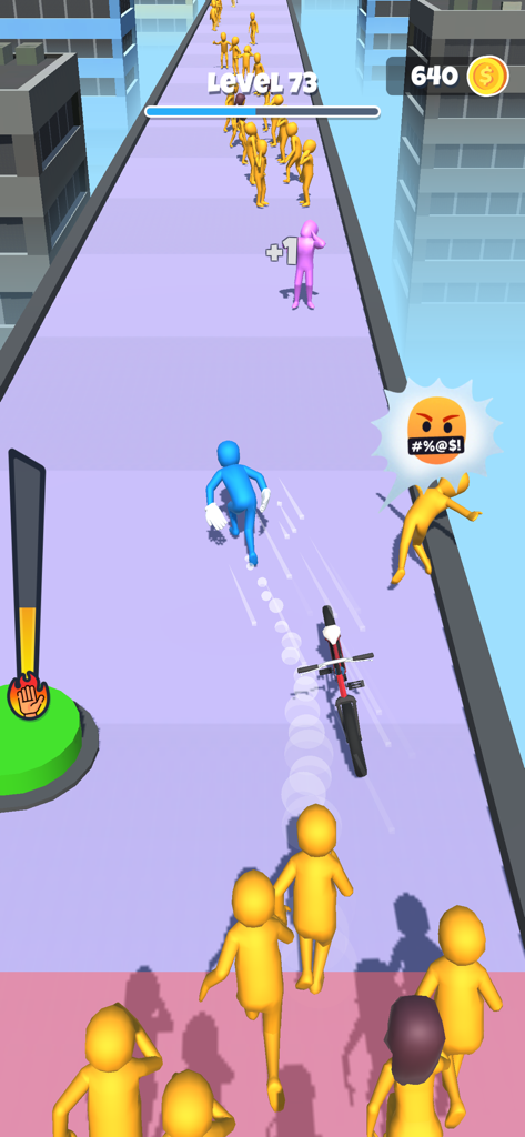Slap And Run - Blue character running and slapping yellow pedestrians in Slap And Run level 73