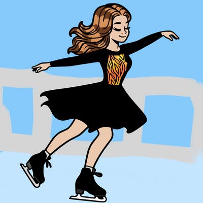 woman figure skating in dress