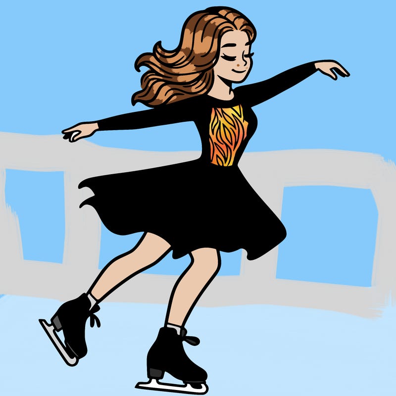 woman figure skating in dress