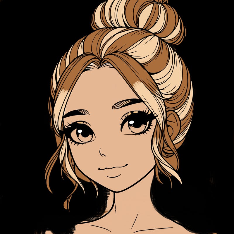 realistic pretty girl with hair in bun