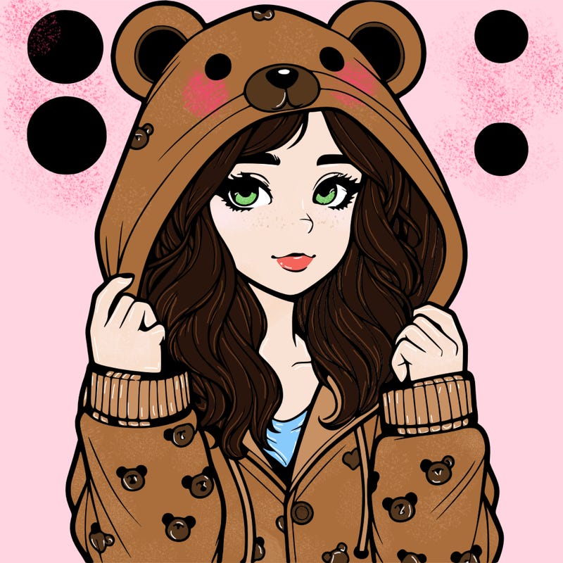 realistic girl in a animal pjs hoodie