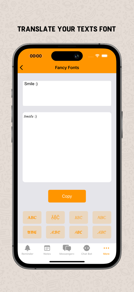 Dual Messenger+ - Dual Messenger plus interface displaying fancy font options for text messages